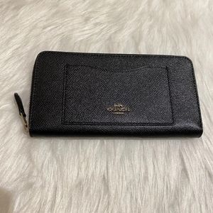 NEW coach crossgrain leather wallet black